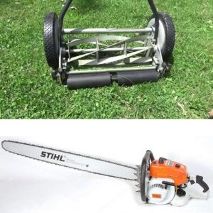 Push mower and chainsaw